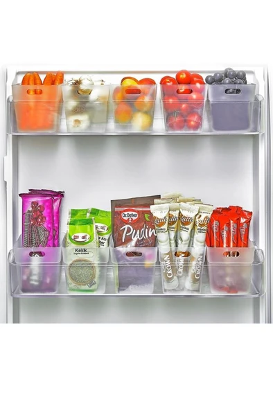Flora 6 Adet Buzdolabı Kapak Raf Düzenleyici, Mutfak Banyo Çekmece İçi Mini Organizer Kutu 6’lu Set - 3