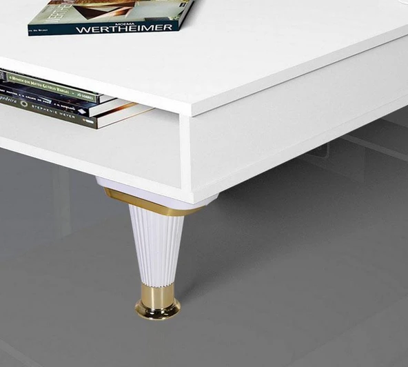 (4 ADET) Mobilya Kanepe Koltuk Ünite Ayağı 15 Cm Beyaz Gold Baza Yükseltici Ayakları - Resim 4