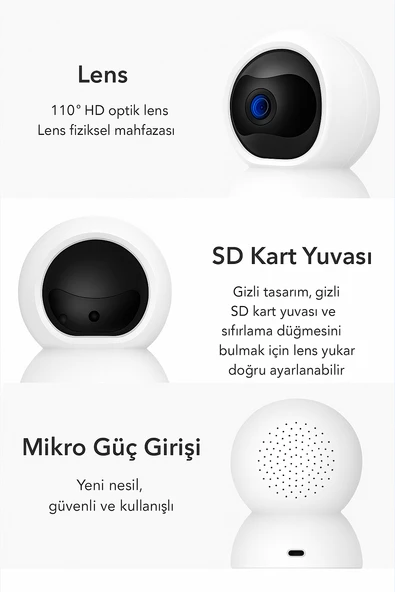 4MP 2K WiFi IP  Kamera Kablosuz  360 Derece Dönen WIFI Güvenlik Kamera CMR26 - 3
