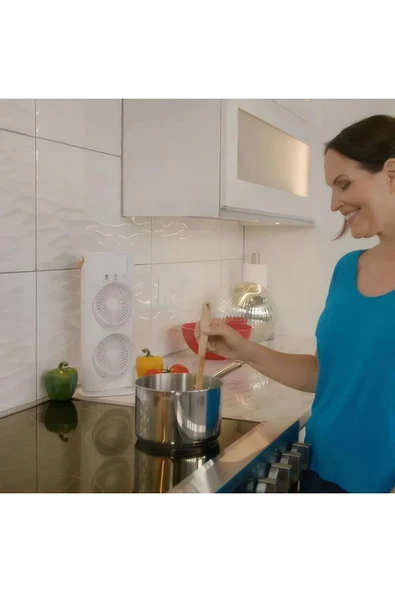 Inovaxis Buharlı Çift Pervaneli Işıklı Vantilatör Uzaktan Kumandalı Taşınabilir Şarjlı Midi Fan - 8