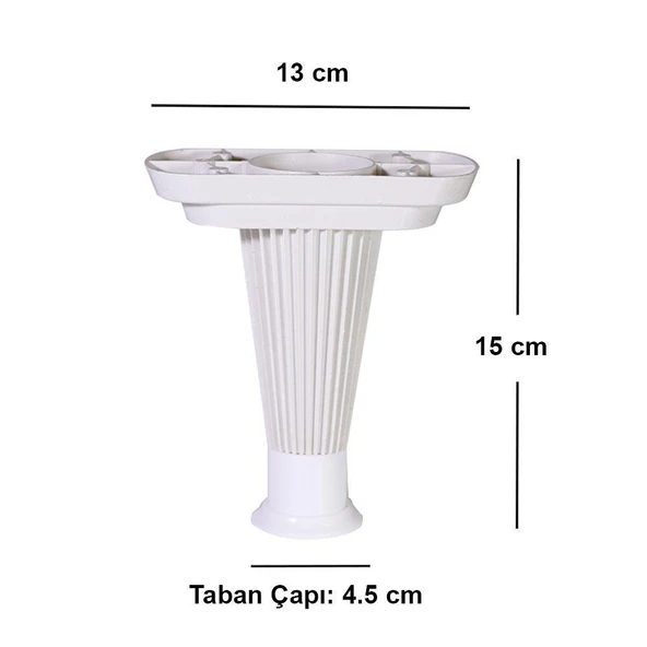 (4 ADET) Mobilya Kanepe Puf Sehpa Konsol Ayağı Beyaz Baza Yükseltici Ayak 15 Cm - 3