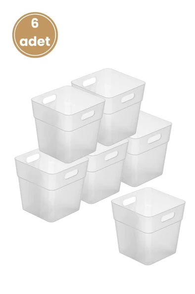 Flora 6 Adet Buzdolabı Kapak Raf Düzenleyici, Mutfak Banyo Çekmece İçi Mini Organizer Kutu 6’lu Set - 5