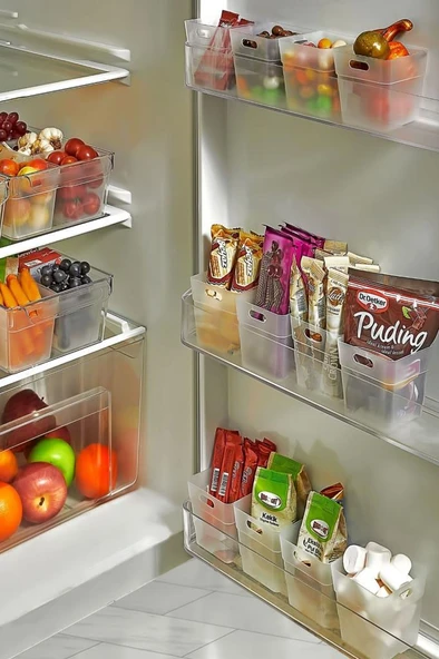 Flora 6 Adet Buzdolabı Kapak Raf Düzenleyici, Mutfak Banyo Çekmece İçi Mini Organizer Kutu 6’lu Set - 2