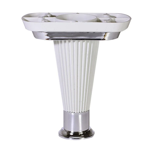 (4 ADET) Mobilya Kanepe Puf Sehpa TV Ünitesi Yükseltici Ayağı Beyaz Krom Baza Ayak 15 Cm - Resim 2