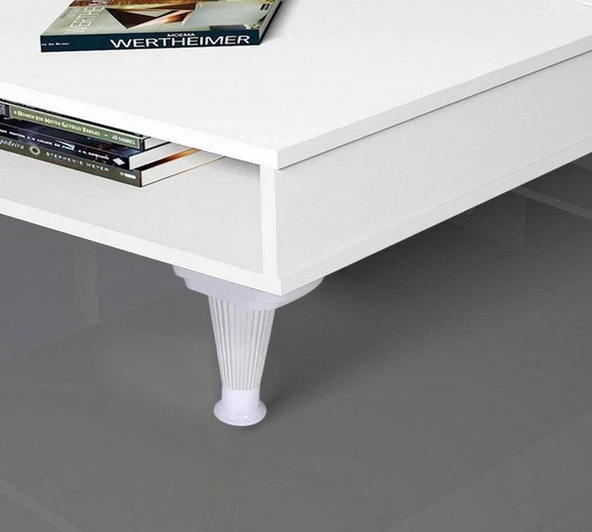 (4 ADET) Mobilya Kanepe Puf Sehpa Konsol Ayağı Beyaz Baza Yükseltici Ayak 15 Cm - 4