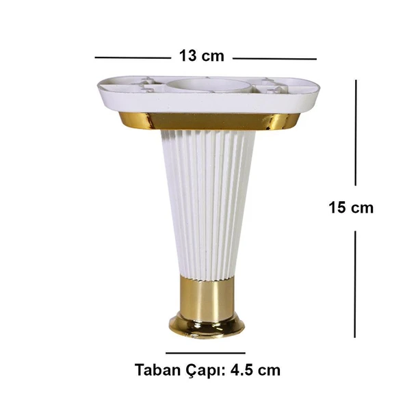 (4 ADET) Mobilya Kanepe Koltuk Ünite Ayağı 15 Cm Beyaz Gold Baza Yükseltici Ayakları - Resim 3
