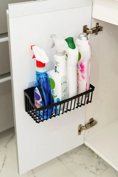 2 Li Plastik Yapışkanlı Askılı Mutfak- Banyo Rafı Düzenleyici Duş Şampuanlık - 3