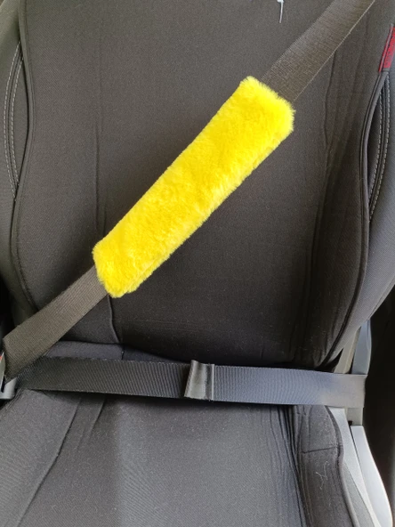 Peluş Seyahat Emniyet Kemer Pedi Kılıfı 2'li Sarı - 2