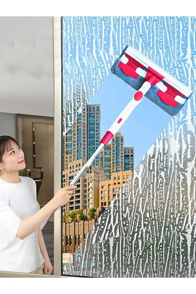 Çift Taraflı Bükülebilir Cam Duvar Fayans Tilme Temizlik Aparatı Sihirli Mop Yedek Bezli Camsil