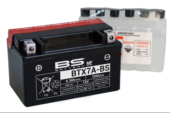BS BATTERY BTX7A-BS Motosiklet Aküsü - 2