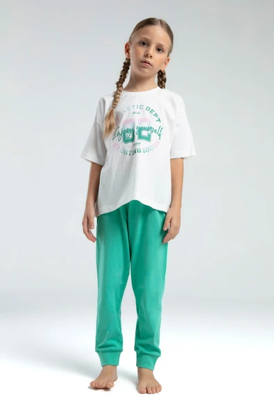 Toontoy Kız Çocuk Önü Baskılı Pijama Takım - 5