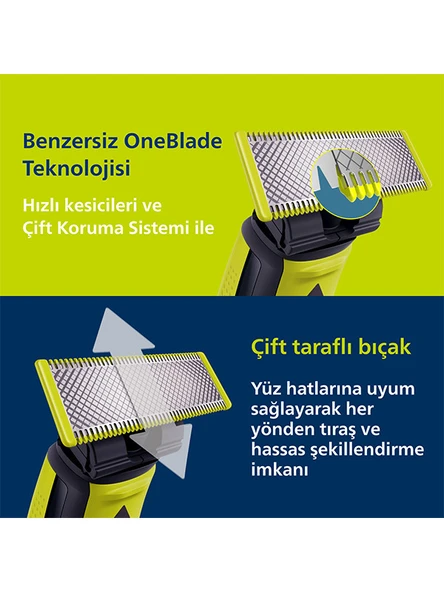 Philips OneBlade Pro QP6542/10 Yüz +Vücut Şekillendirici, 12 Uzunluk Ayarı, Islak ve Kuru Tıraş - 5