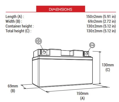 BS BATTERY BT12B-4 (SLA) Motosiklet Aküsü SLA Tipi - 2