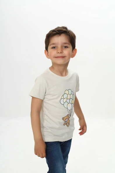 Toontoy Erkek Çocuk Balonlu Ayı Baskılı Tişört - 2
