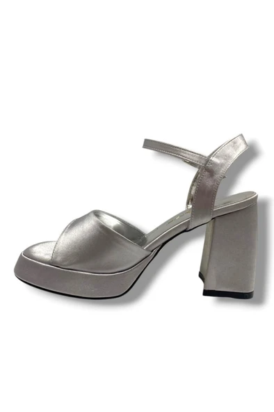 Aydemir M805-25 Saten Tek Bant Yüksek Topuk Kadın Sandalet - Resim 3