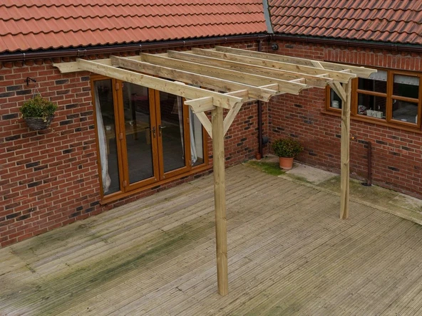 iAhşap Veranda Ahşap Pergole Sundurma Gölgelik 300x300 cm p6