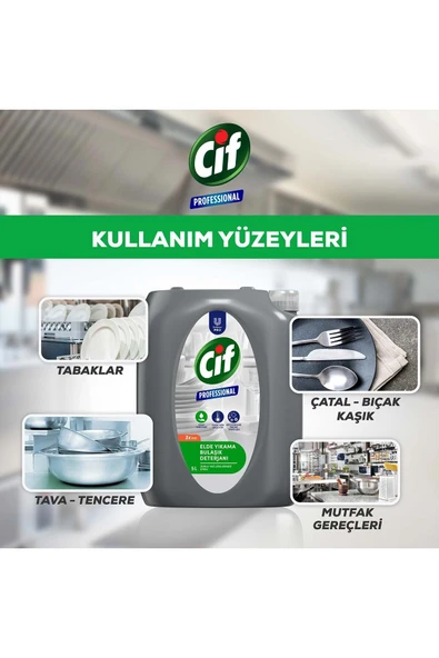Cif Profesyonel Bulaşık Deterjanı Elde Yıkama 5 L X2 - Resim 6