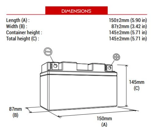 BS BATTERY BTX14L (SLA) Motosiklet Aküsü SLA Tipi - Resim 2