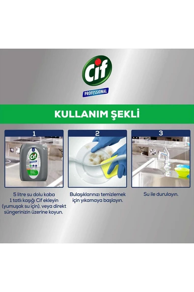 Cif Profesyonel Bulaşık Deterjanı Elde Yıkama 5 L X2 - Resim 5