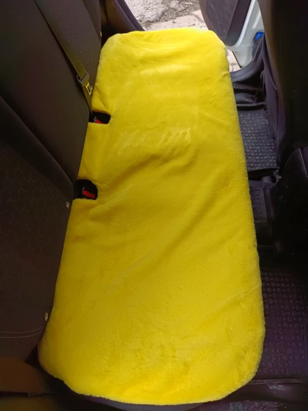 Yumuşak Tüylü Peluş Serme Oto Koltuk Minder Arka Sarı - 5