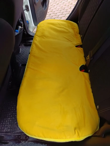 Yumuşak Tüylü Peluş Serme Oto Koltuk Minder Arka Sarı - 2
