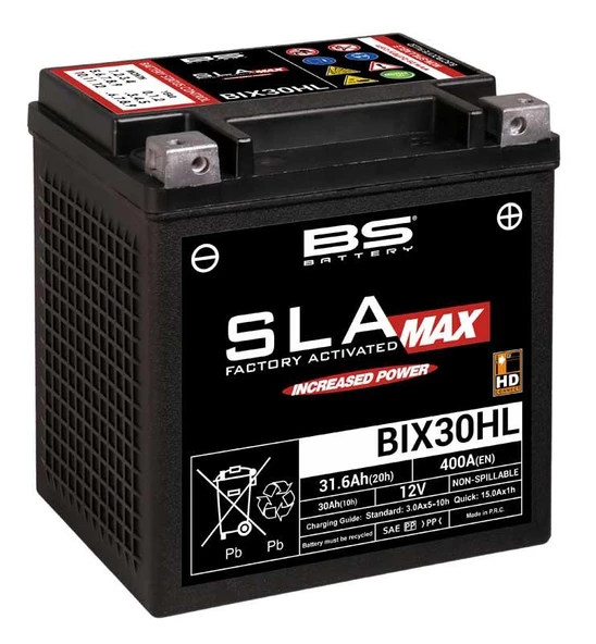 BS BATTERY BIX30HL SLA MAX Harley Davidson Motosiklet Aküsü SLA MAX Tipi