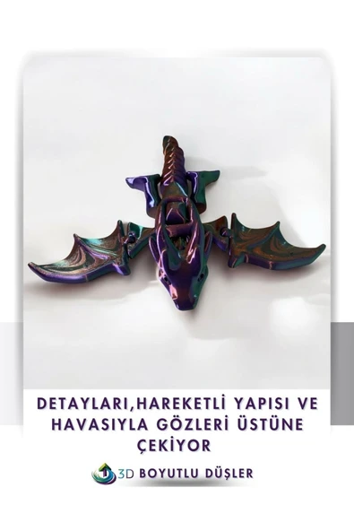 Renk Değiştiren Ejderha 3 Renkli Mavi Kırmızı Sarı Yeşil Mor Hareketli Figür Oyuncak - 4