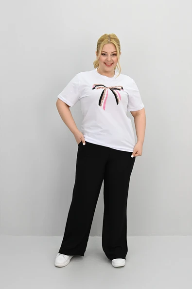 Kadın Büyük Beden Kurdele Detaylı Payet İşlemeli Eşofman Takımı 8200-25 - 11