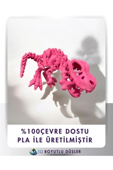 Sevimli İskelet Trex - Hareketli Organik Oyuncak - 3D Baskı - Dinazor çok renkli 30cm boyunda - 3