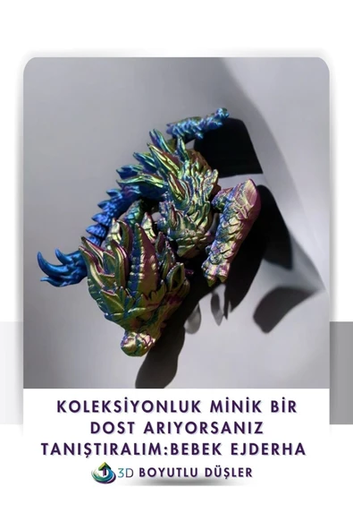 Bebek Ejderha Renk Değiştiren 3 Renkli Hareketli Oyuncak 30cm