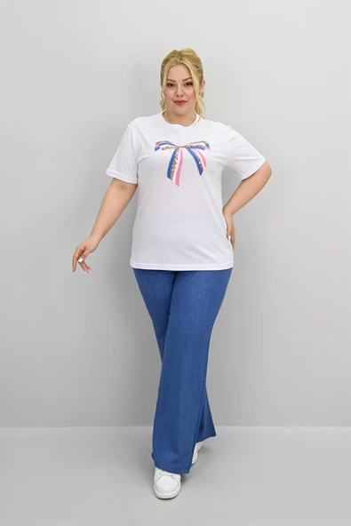 Kadın Büyük Beden Kurdele Detaylı Payet İşlemeli Eşofman Takımı 8200-25 - 4