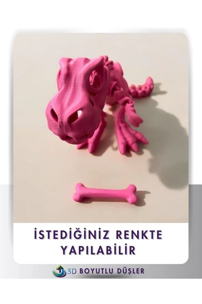 Sevimli İskelet Trex - Hareketli Organik Oyuncak - 3D Baskı - Dinazor çok renkli 30cm boyunda - 4