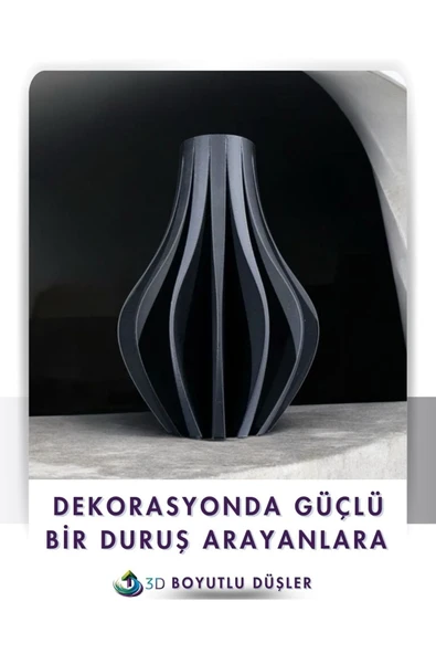 MODER DEKORASTİF SİYAH ŞIK VAZO - 4
