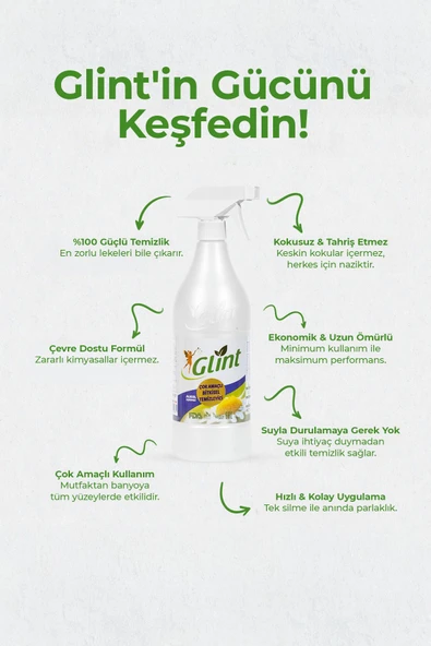 GLİNT 1 Litre %100 Bitkisel Küf Fırın Izgara Temizleyici Yağ Sökücü Çok Amaçlı Yüzey Temizleyic - 6