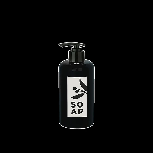 Sıvı Sabunluk Yuvarlak Plastik Pompalı 500 ML - Siyah