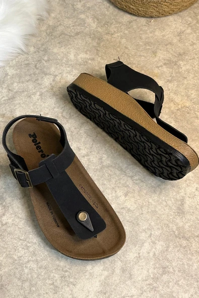 Günlük Kadın Terlik Tek Parmak Arası Rahat Mantar Taban Tokalı Ayarlanabilir Sandalet 148 - 34170 - 2