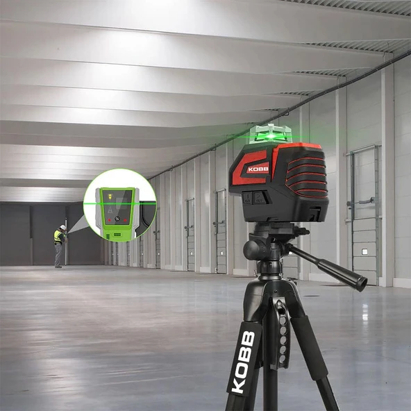 KOBB KBL32GTP Profesyonel Li-ion Yatay 360° ve Dikey Otomatik Hizalamalı Yeşil Nokta Şakül ve Çapraz Çizgi Lazer+Tripod - 12