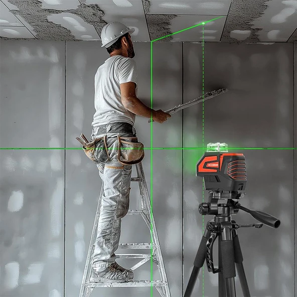 KOBB KBL32GTP Profesyonel Li-ion Yatay 360° ve Dikey Otomatik Hizalamalı Yeşil Nokta Şakül ve Çapraz Çizgi Lazer+Tripod - 6