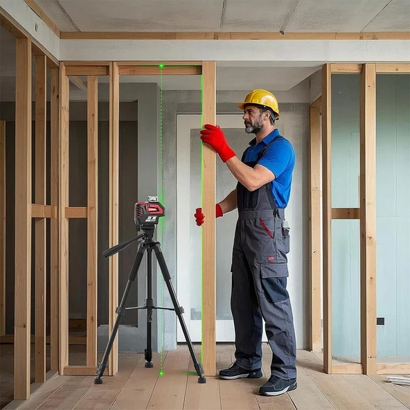 KOBB KBL32GTP Profesyonel Li-ion Yatay 360° ve Dikey Otomatik Hizalamalı Yeşil Nokta Şakül ve Çapraz Çizgi Lazer+Tripod - 11