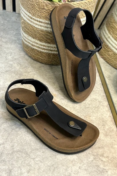 Günlük Kadın Terlik Tek Parmak Arası Rahat Mantar Taban Tokalı Ayarlanabilir Sandalet 148 - 34170