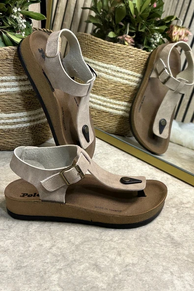 Günlük Kadın Terlik Tek Parmak Arası Rahat Mantar Taban Tokalı Ayarlanabilir Sandalet 148 - 34170 - 12