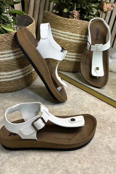 Günlük Kadın Terlik Tek Parmak Arası Rahat Mantar Taban Tokalı Ayarlanabilir Sandalet 148 - 34170 - 8