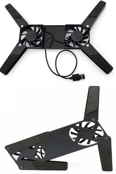 2 Fanlı Notebook Soğutucu Portatif Katlanabilir Laptop Soğutucu Fan Usbli Stand Bilgisayar Fanı - 3