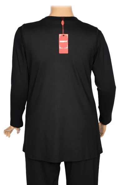 Hesna Kadın Alara Omuzu ve Cebi Deri Detaylı Spor Siyah Yelek - 3