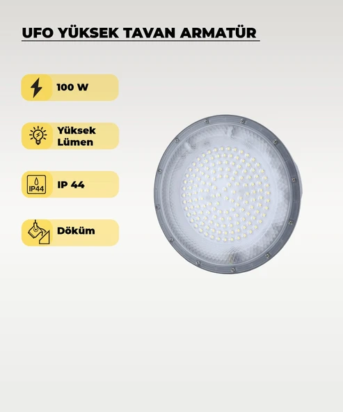 Yüksek Tavan Ufo Armatür 100W - 6500K Beyaz Işık