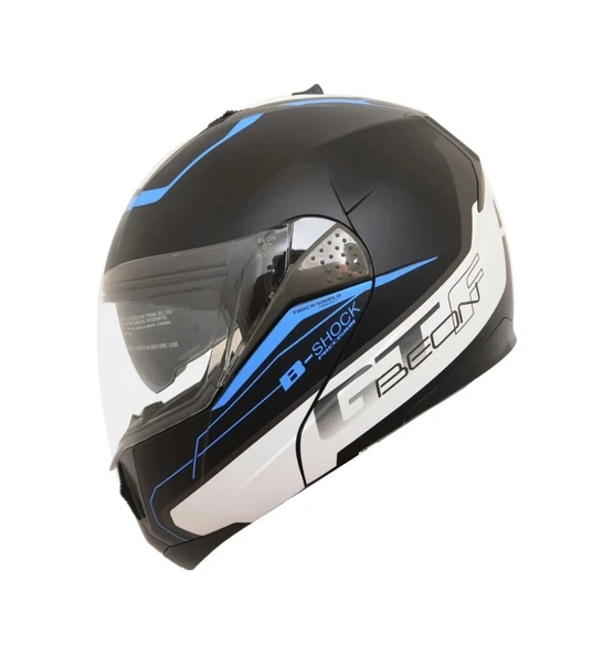 Beon B700 Çene Açılır Kask Beyaz - Mavi - Mat Siyah M