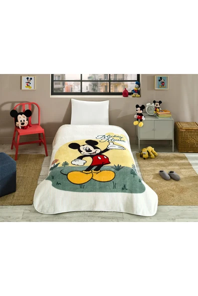 Özdilek Mickey Mouse Happines Disney Lisanslı Tek Kişilik Çocuk Battaniyesi 155x215 cm