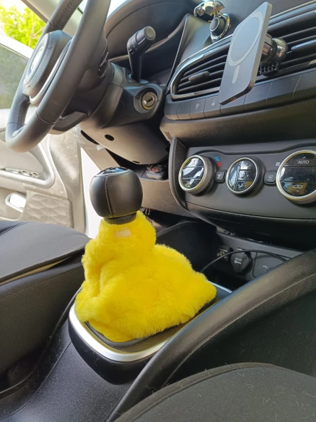 Yumuşak Peluş Vites Körüğü Vites Süsü Sarı - 2