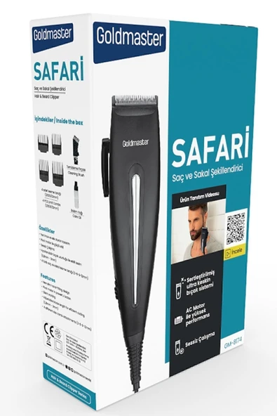 Safari Kablolu Ac Güçlü Motor Ayarlanabilir Sessiz Saç Sakal Kesme Makinesi - 8