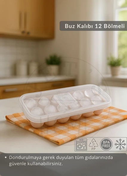 2'li Set Buz Kalıbı 12 Bölmeli Esnek Silikon Buz Küpü BPA FREE Yuvarlak Bas Parmak Buzluk Çapı 3,5 cm Pembe - 3